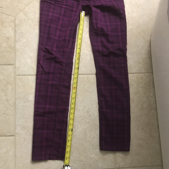 Women’s Size 32 Purple Black Plaid Pants with Whiskering look - Picture 10 of 12